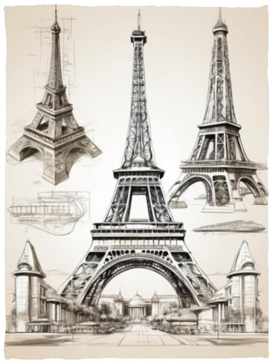 Eiffel Tower Design Sketch (0011) - Blanket