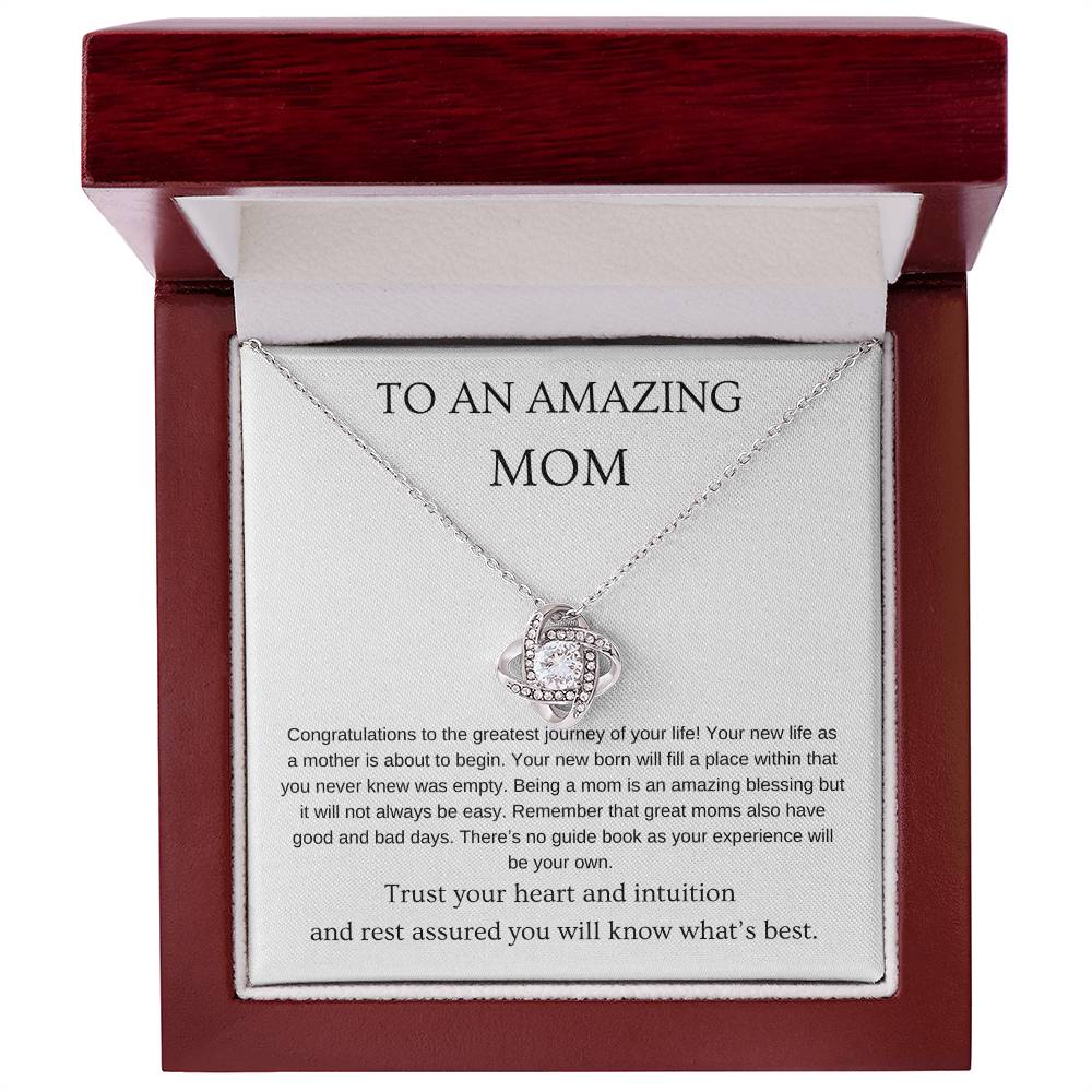 Amazing - New Mom Necklace | Gift for new mom | Pendant Necklace | Love Knot Necklace