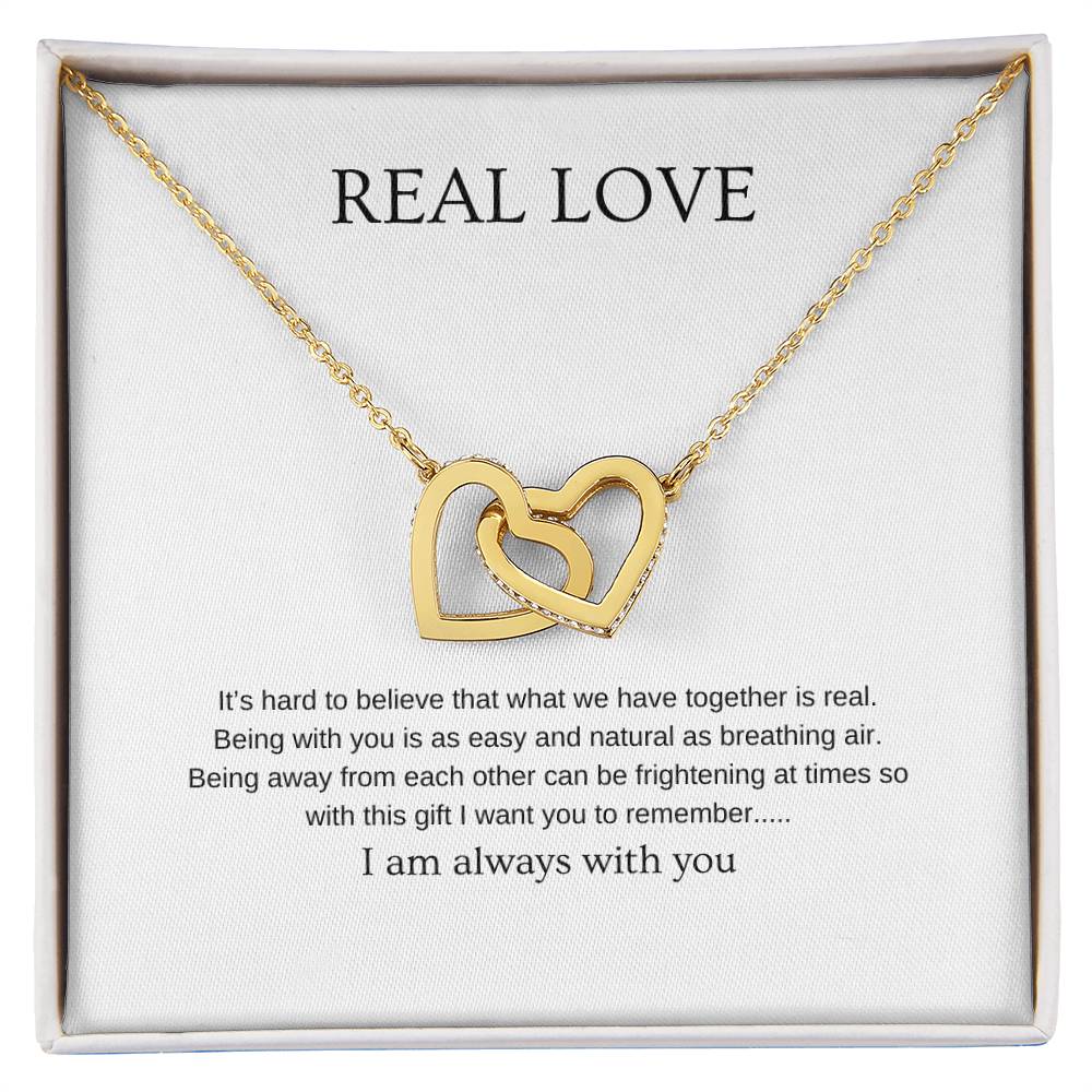 Real Love - Romantic Necklace | Gift for girlfriend, fiancée, wife | Pendant Necklace | Interlocking Hearts Necklace