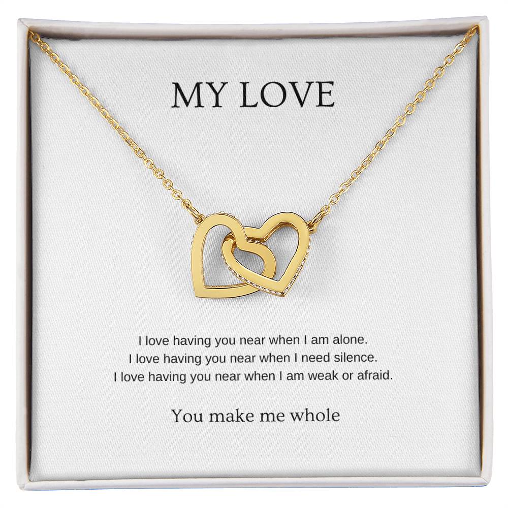 My Love: Make Me Whole - Romantic Necklace | Gift for girlfriend, fiancée, wife | Pendant Necklace | Interlocking Hearts Necklace