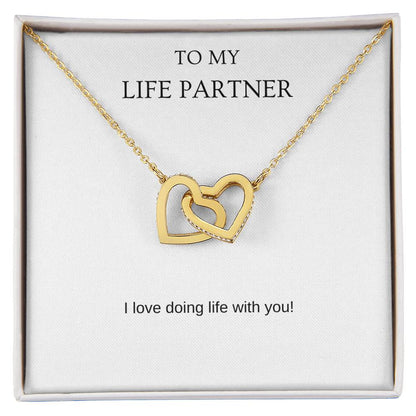 Life Partner - Romantic Necklace | Gift for girlfriend, fiancée, wife | Pendant Necklace | Interlocking Hearts Necklace