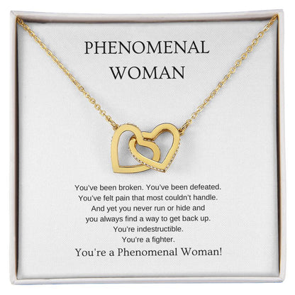 Phenomenal Woman Necklace | Gift for friend, girlfriend, fiancée, wife | Pendant Necklace | Interlocking Hearts Necklace