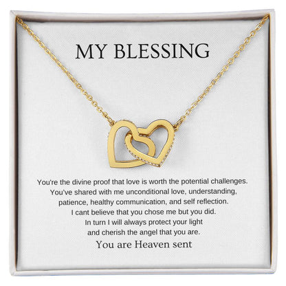 My Blessing - Romantic Necklace | Gift for girlfriend, fiancée, wife | Pendant Necklace | Interlocking Hearts Necklace