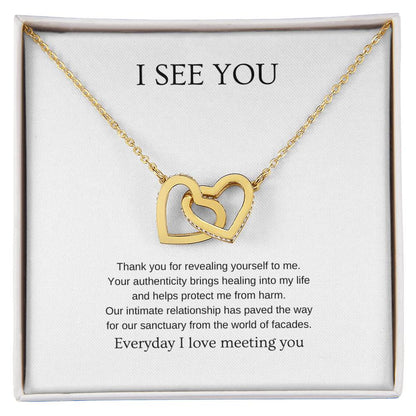 I see you - Romantic Necklace | Gift for girlfriend, fiancée, wife | Pendant Necklace | Interlocking Hearts Necklace