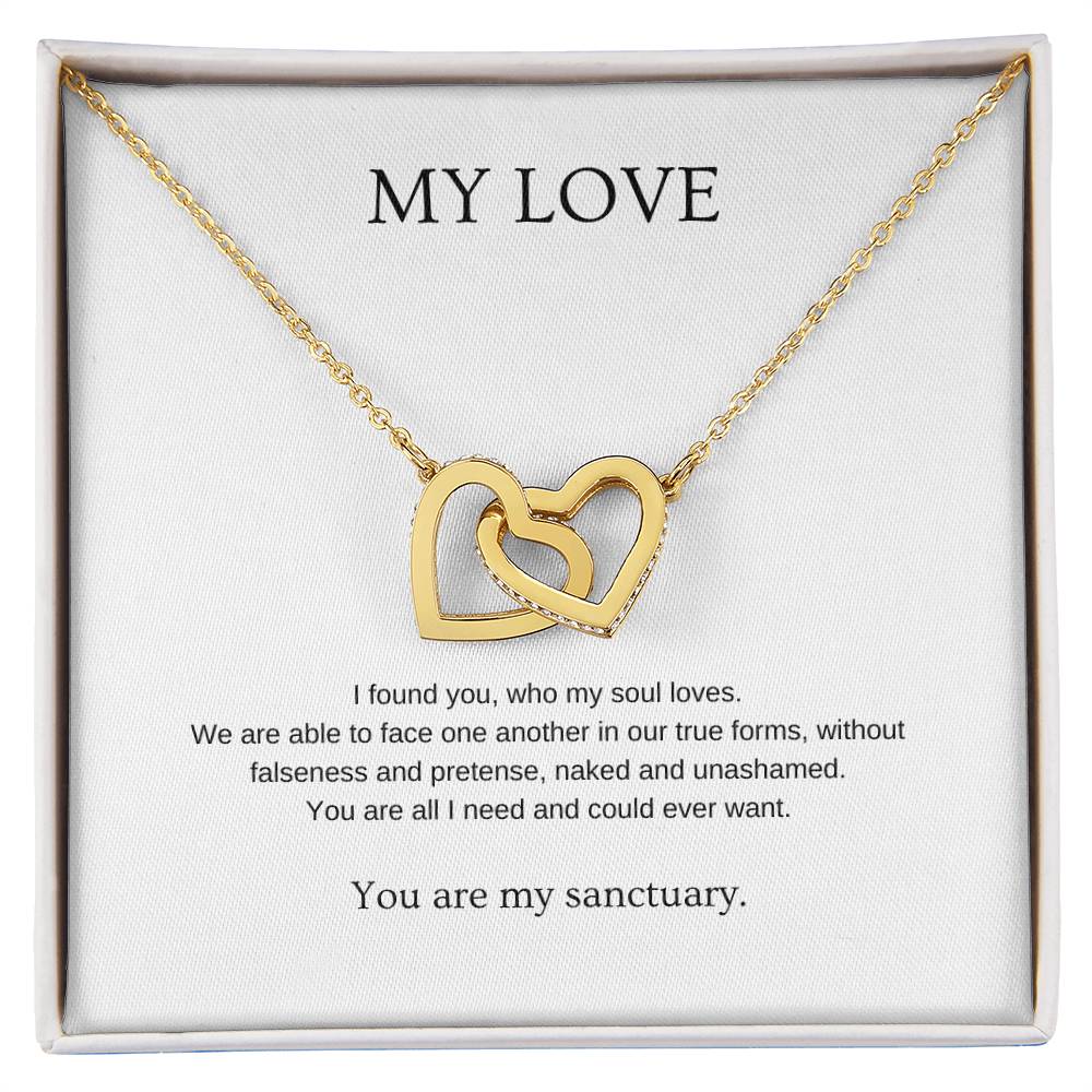 My Love - Romantic Necklace | Gift for girlfriend, fiancée, wife | Pendant Necklace | Interlocking Hearts Necklace