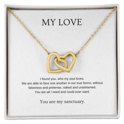 My Love - Romantic Necklace | Gift for girlfriend, fiancée, wife | Pendant Necklace | Interlocking Hearts Necklace