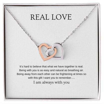 Real Love - Romantic Necklace | Gift for girlfriend, fiancée, wife | Pendant Necklace | Interlocking Hearts Necklace