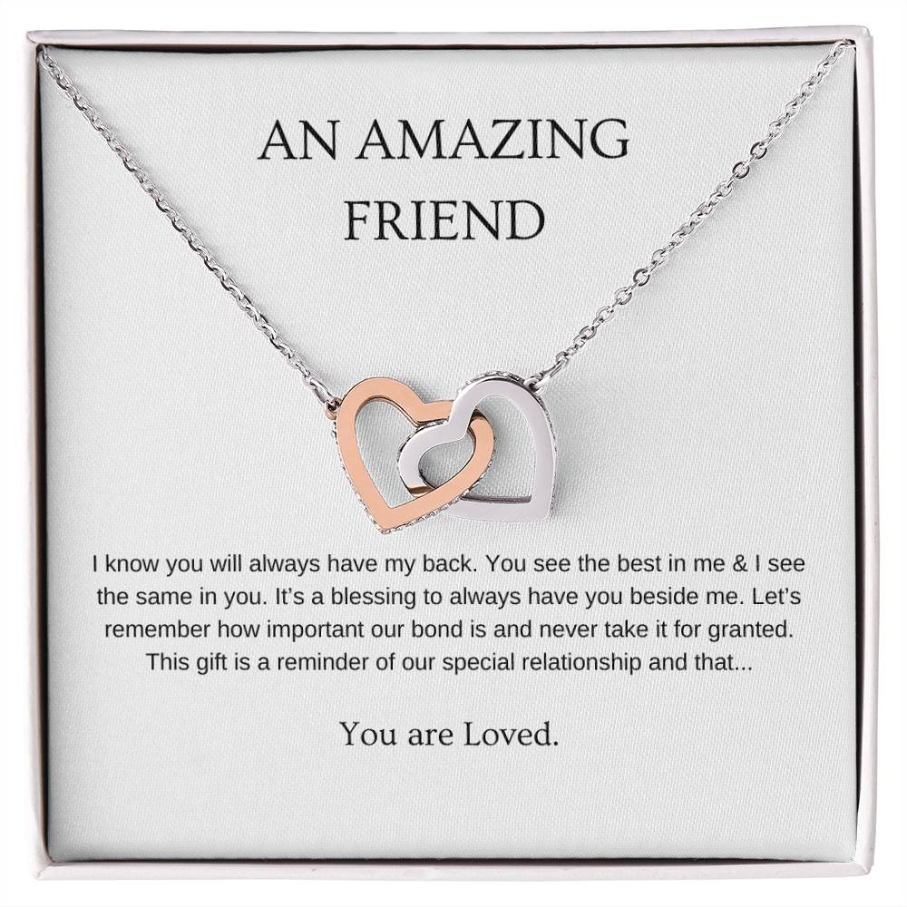 An Amazing Friend Necklace | Gift for friend | Pendant Necklace | Interlocking Hearts Necklace