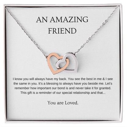 An Amazing Friend Necklace | Gift for friend | Pendant Necklace | Interlocking Hearts Necklace