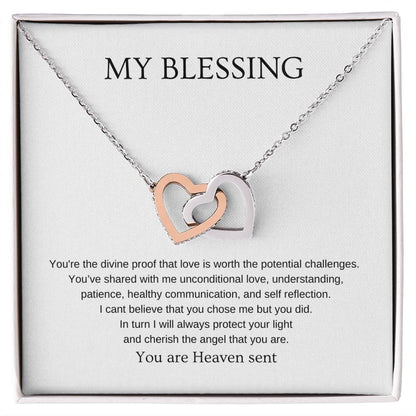 My Blessing - Romantic Necklace | Gift for girlfriend, fiancée, wife | Pendant Necklace | Interlocking Hearts Necklace