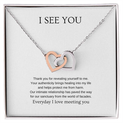 I see you - Romantic Necklace | Gift for girlfriend, fiancée, wife | Pendant Necklace | Interlocking Hearts Necklace