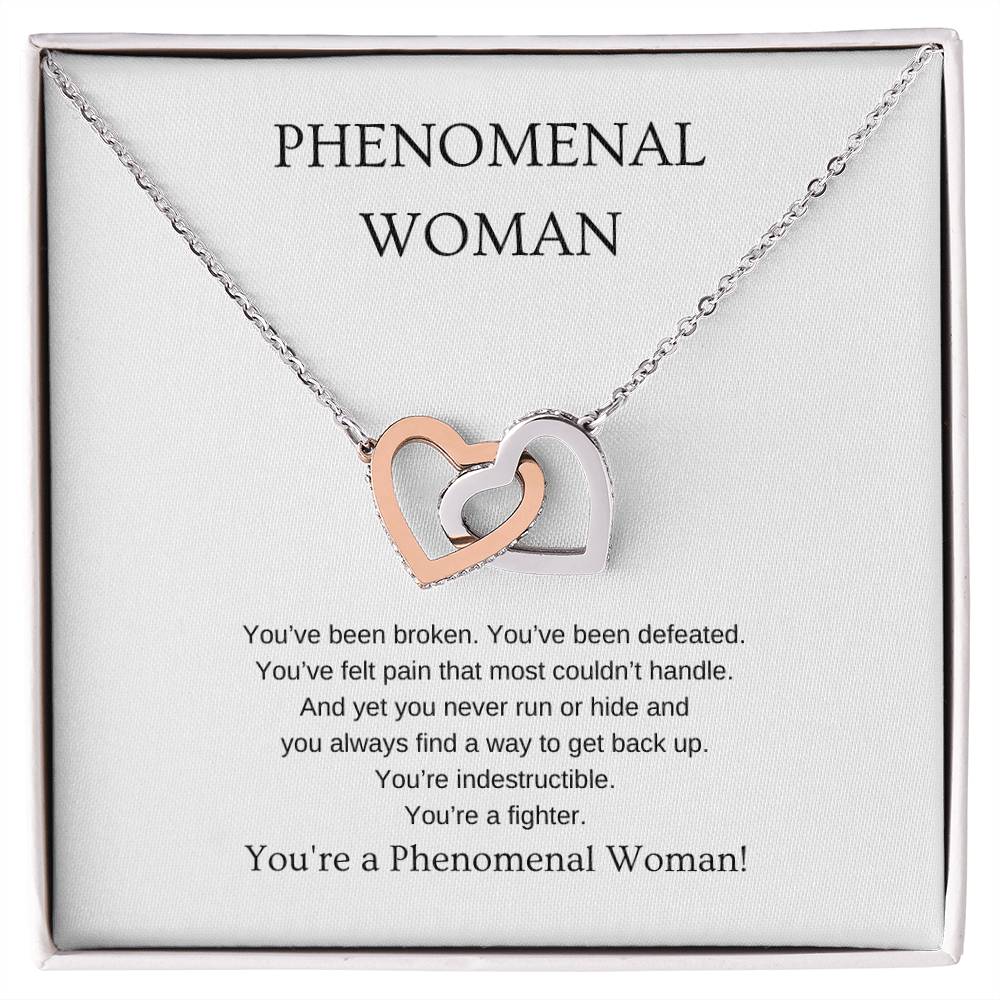 Phenomenal Woman Necklace | Gift for friend, girlfriend, fiancée, wife | Pendant Necklace | Interlocking Hearts Necklace