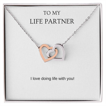 Life Partner - Romantic Necklace | Gift for girlfriend, fiancée, wife | Pendant Necklace | Interlocking Hearts Necklace