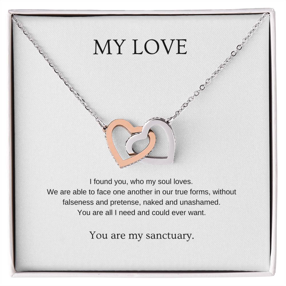 My Love - Romantic Necklace | Gift for girlfriend, fiancée, wife | Pendant Necklace | Interlocking Hearts Necklace