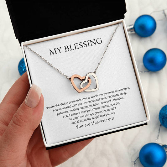 My Blessing - Romantic Necklace | Gift for girlfriend, fiancée, wife | Pendant Necklace | Interlocking Hearts Necklace