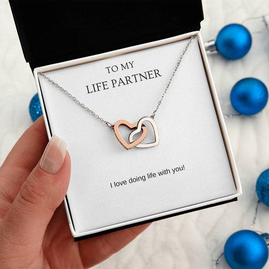 Life Partner - Romantic Necklace | Gift for girlfriend, fiancée, wife | Pendant Necklace | Interlocking Hearts Necklace