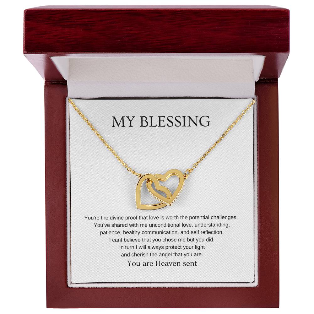 My Blessing - Romantic Necklace | Gift for girlfriend, fiancée, wife | Pendant Necklace | Interlocking Hearts Necklace