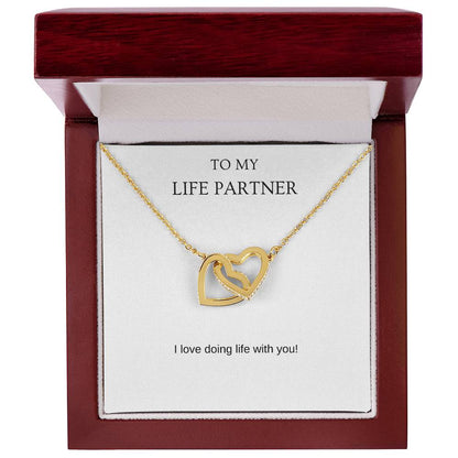 Life Partner - Romantic Necklace | Gift for girlfriend, fiancée, wife | Pendant Necklace | Interlocking Hearts Necklace