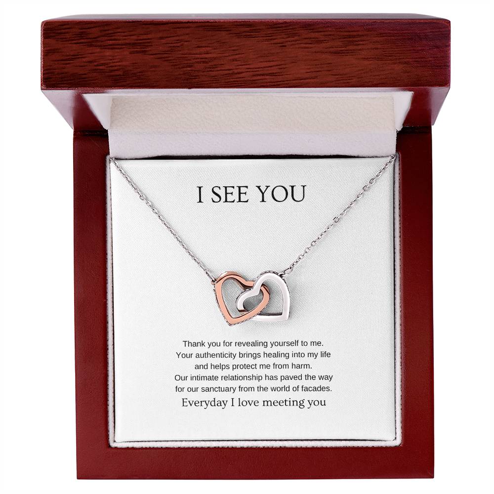 I see you - Romantic Necklace | Gift for girlfriend, fiancée, wife | Pendant Necklace | Interlocking Hearts Necklace