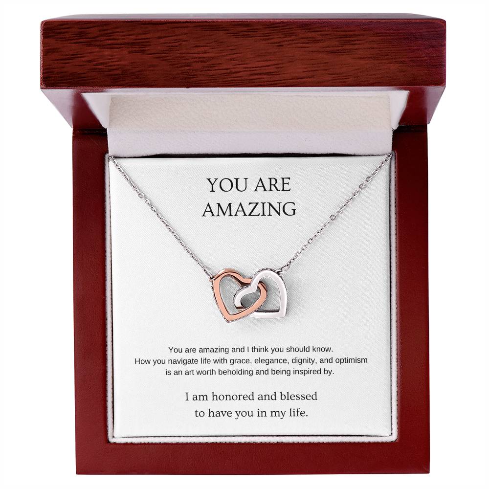 You Are Amazing Necklace | Gift for friend | Pendant Necklace | Interlocking Hearts Necklace