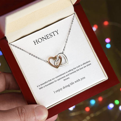 Honesty - Romantic Necklace | Gift for girlfriend, fiancée, wife | Pendant Necklace | Interlocking Hearts Necklace